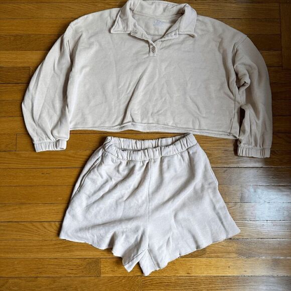 American Eagle Aerie Elastic High Waist Cut Off Shorts Womens Light Pink Small - Picture 2 of 7